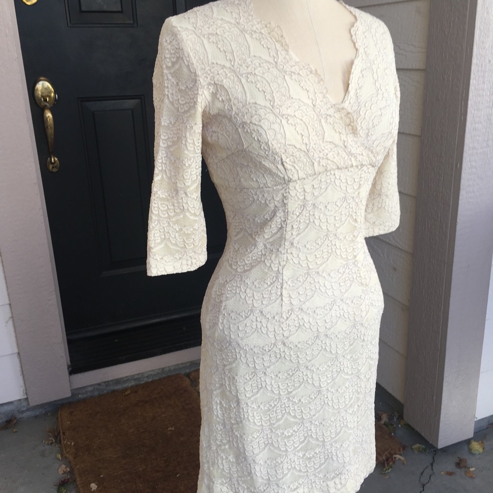 Vintage white lace empire waist dress small